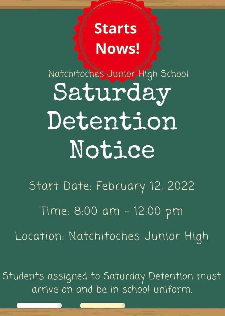 Saturday Detention Notice at NJH-FRJ