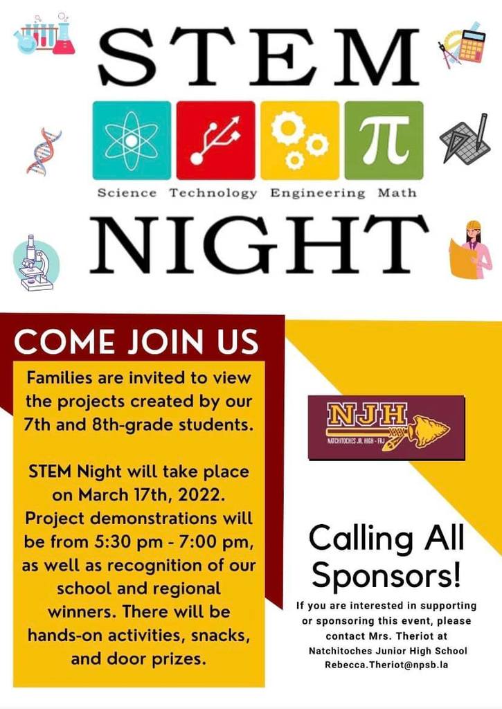 STEM Night at NJH March 17th, 2022