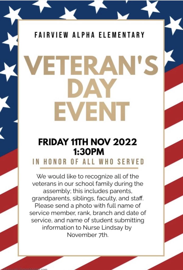 Fairview Veterans Day Program 2022